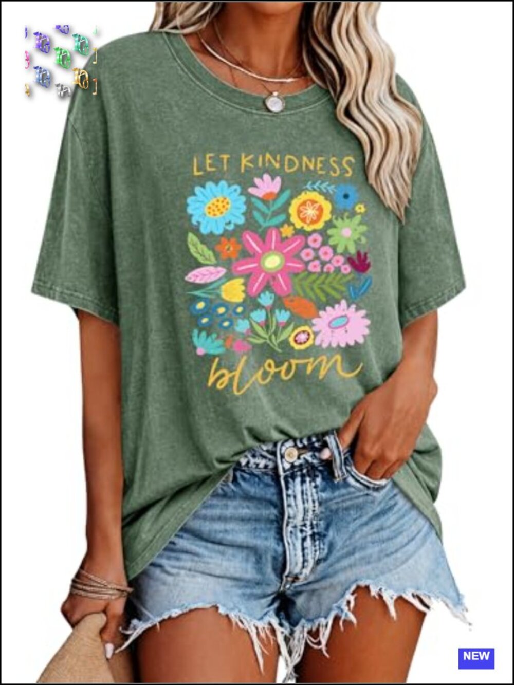 Oversized Graphic Tee Women Cotton Short Sleeve Summer Casual Loose Fit Boho Top - Picture 1 of 6